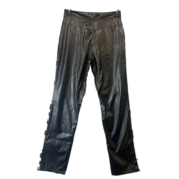 Cow Print Faux Leather Pants Rave Girl Size 14 Black & White - Picture 2 of 11